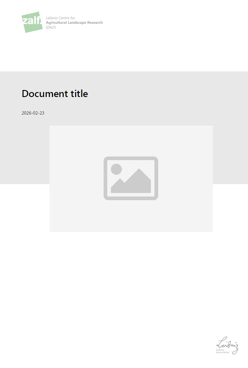 Titelseite mit dem ZALF-Logo, dem Titel des Dokuments, dem Datum und dem Logo der Leibniz-Gemeinschaft